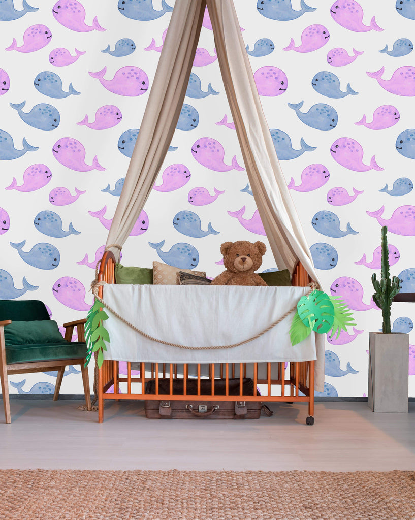 uniQstiQ Kids Cute Whale Wallpaper Wallpaper