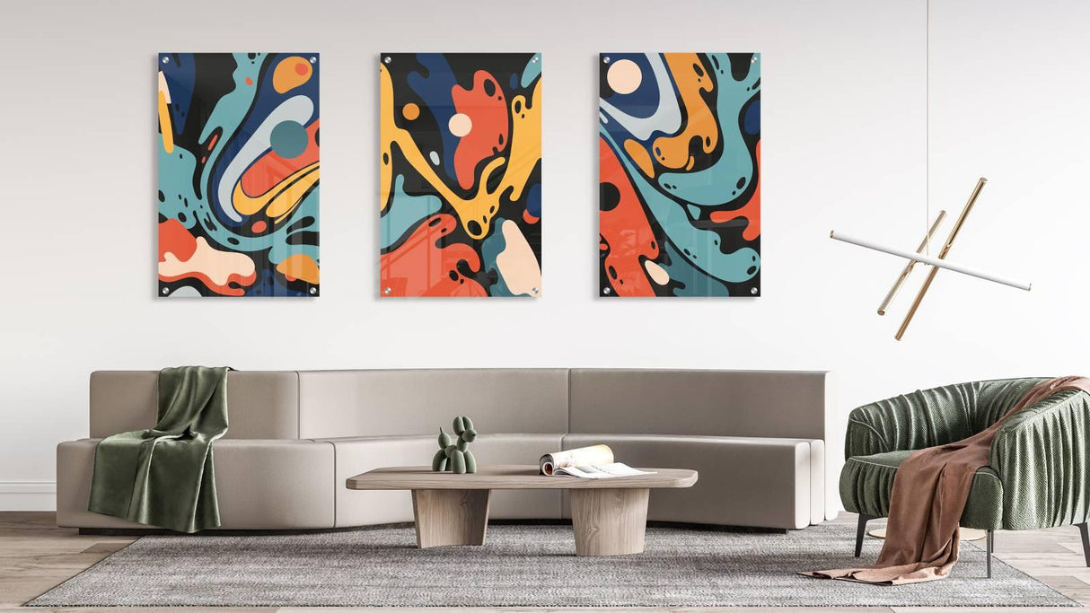 Dark Abstract Art Set of 3 Prints Modern Wall Art Modern Artwork Image 2