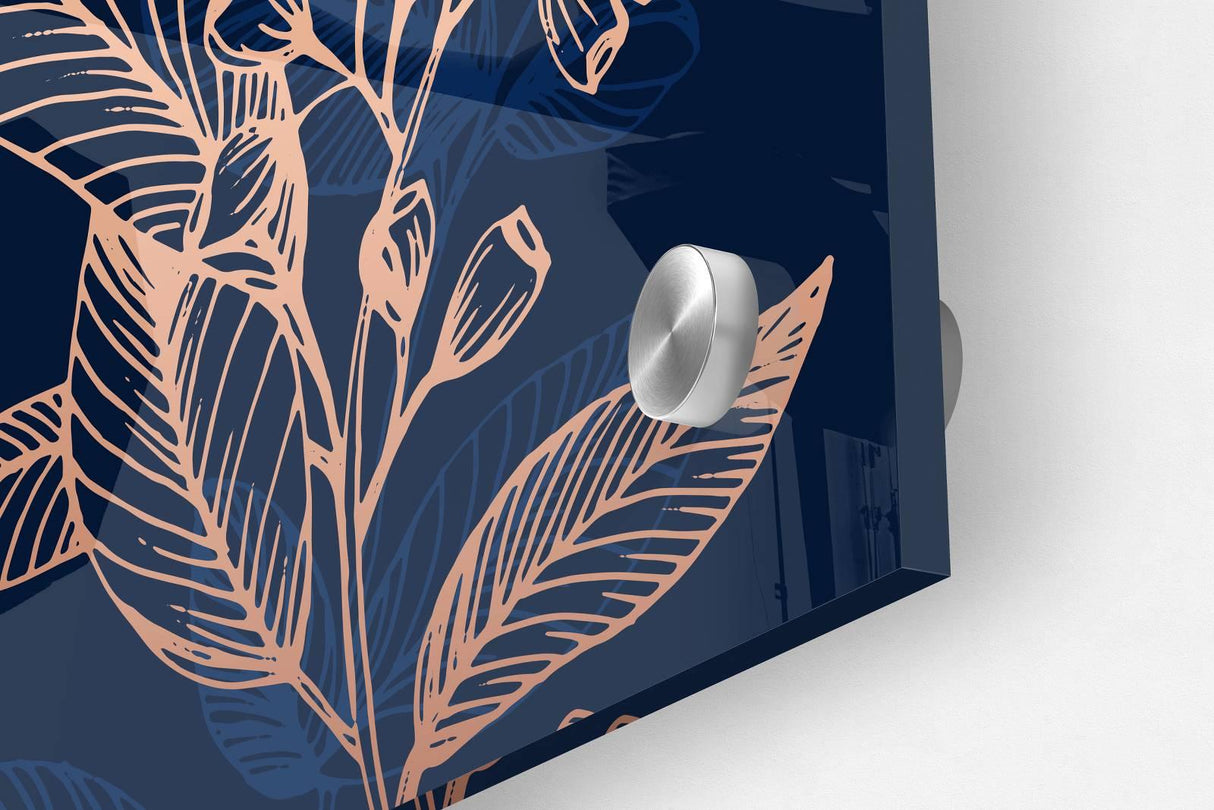 Dark Blue Foliage Pattern Set of 3 Prints Modern Wall Art Modern Artwork Image 3