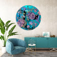Dark Flowers Mirrored Acrylic Circles Contemporary Home DǸcor Printed acrylic