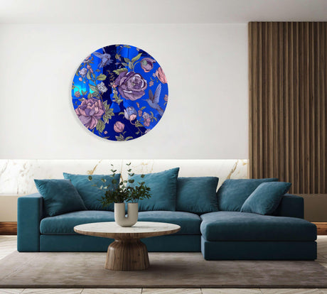 Dark Flowers Mirrored Acrylic Circles Contemporary Home DǸcor Printed acrylic