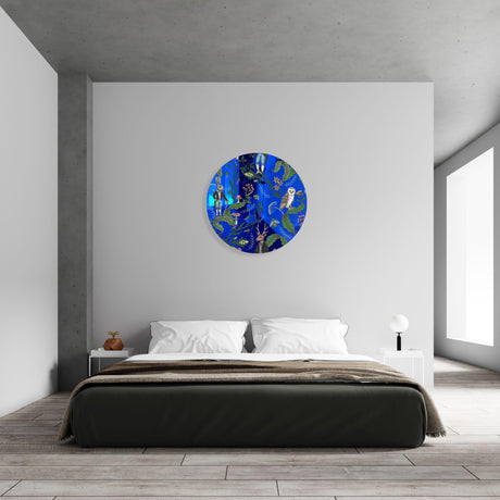 Dark Woodland Animals Mirrored Acrylic Circles Contemporary Home DǸcor Printed acrylic