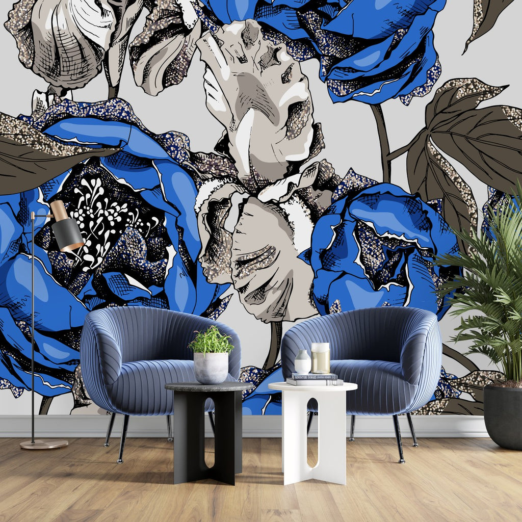 Blue Flowers Wallpaper  uniQstiQ Murals