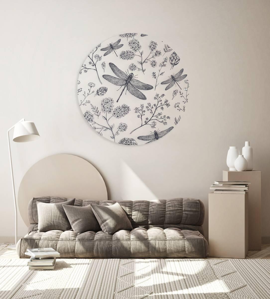 Dragonfly Printed Transparent Acrylic Circle - uniqstiq