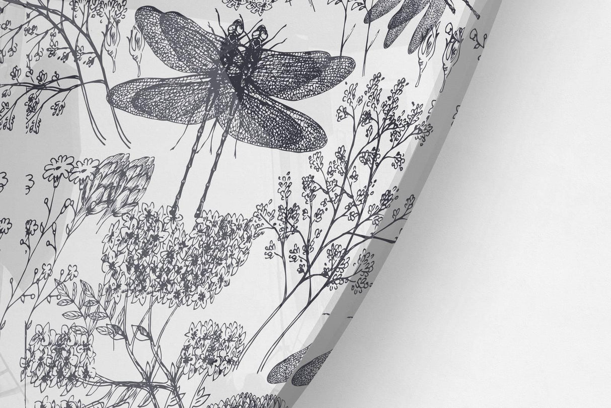 Dragonfly Printed Transparent Acrylic Circle - uniqstiq