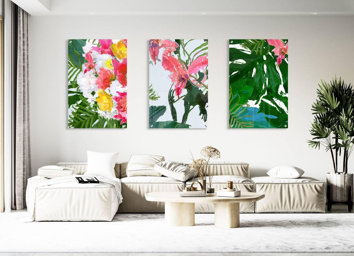 Drawn Flowers Set of 3 Prints Modern Wall Art Modern Artwork Image 1