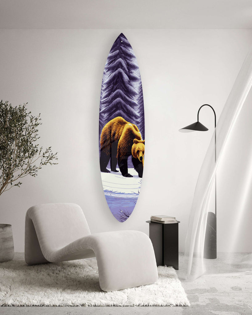 Bear Pattern Acrylic Surfboard Wall Art