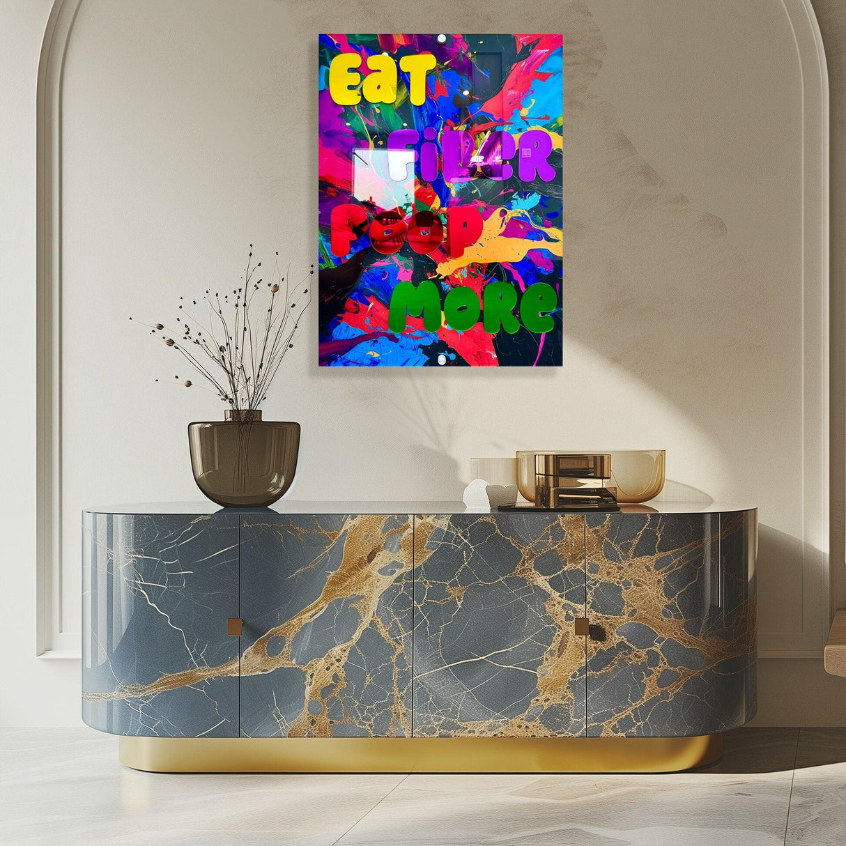 Eat Fiber Poop More Funny Wall Art, Trendy Wall Art, Wall Sculpture, Pop Art, Mid Century Modern Decor, Large Wall Decor, Maximalist Decor - uniqstiq