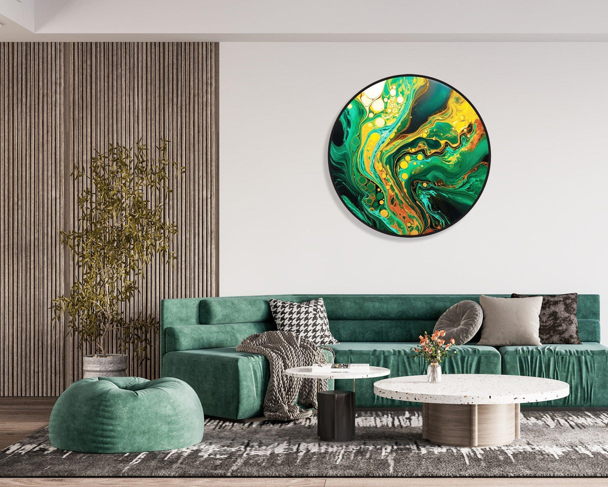 Emerald Wall Decor LED Wall Art Illuminated Round Artwork Living Wall Decor Led Sign Contemporary Art Fluid Art Home decor 1