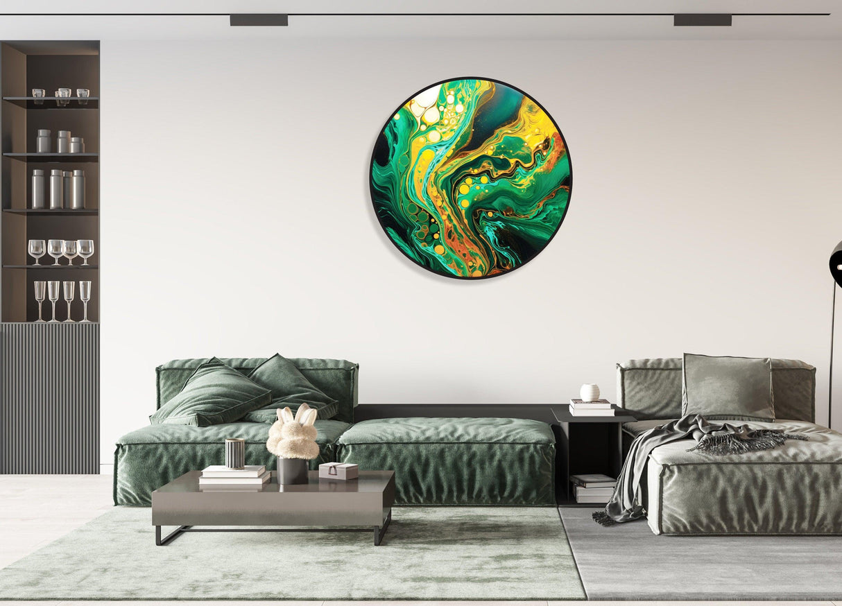 Emerald Wall Decor LED Wall Art Illuminated Round Artwork Living Wall Decor Led Sign Contemporary Art Fluid Art Home decor 3