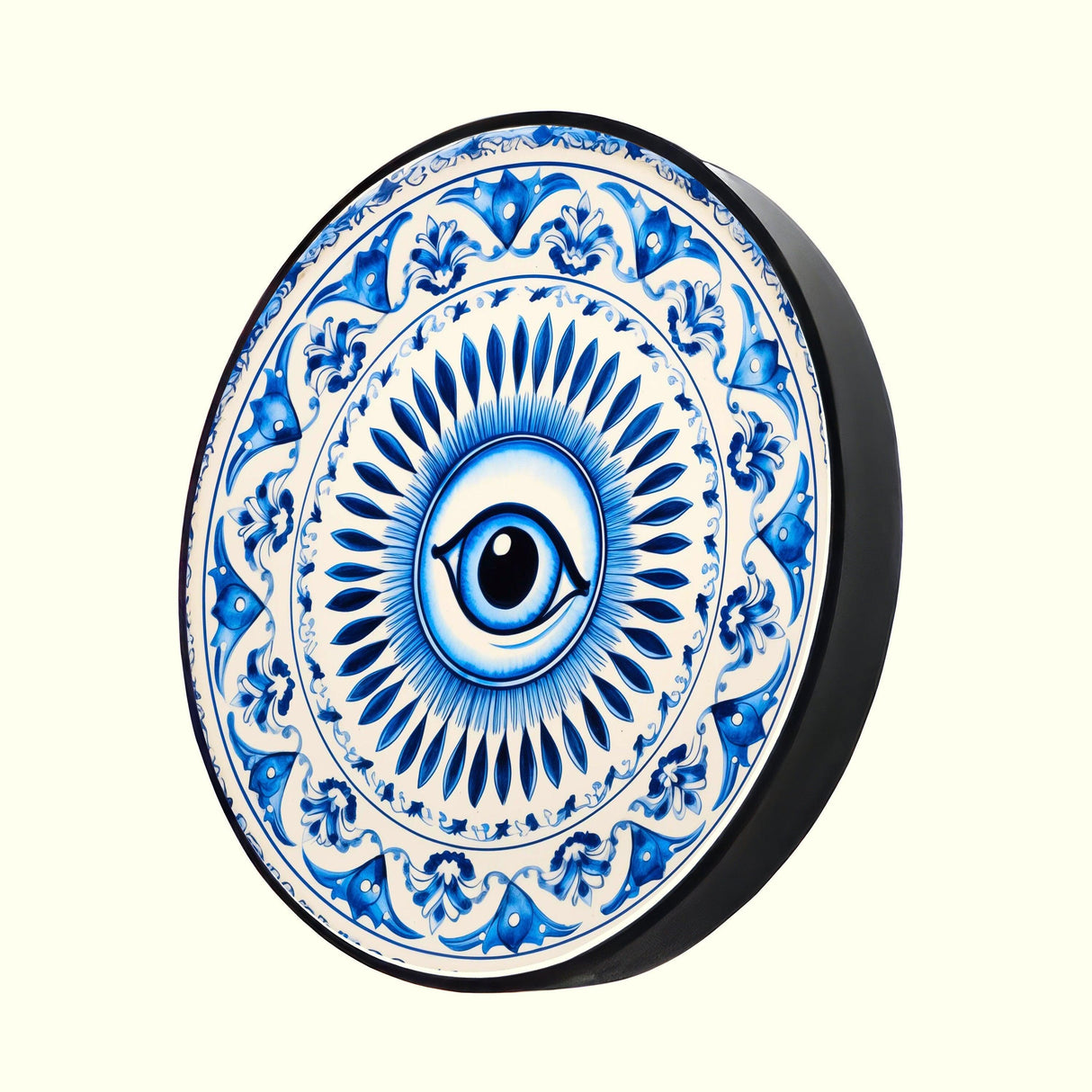 Evil Eye Wall Art LED Art Illuminated Round Display Artwork Blue Abstract Wall Decor Acrylic Wall Art Blue Mandala Art Christmas Gifts 2