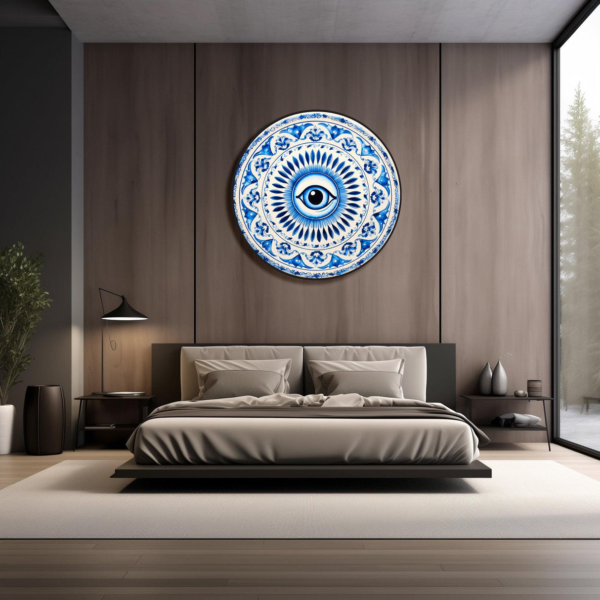 Evil Eye Wall Art LED Art Illuminated Round Display Artwork Blue Abstract Wall Decor Acrylic Wall Art Blue Mandala Art Christmas Gifts 3
