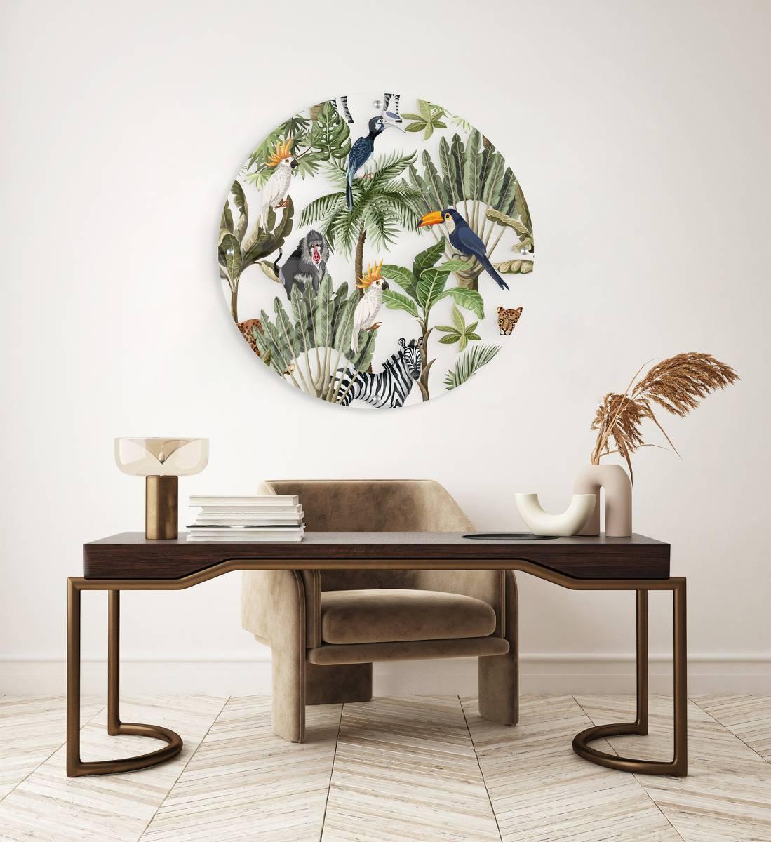 Exotic Animals Printed Transparent Acrylic Circle - uniqstiq