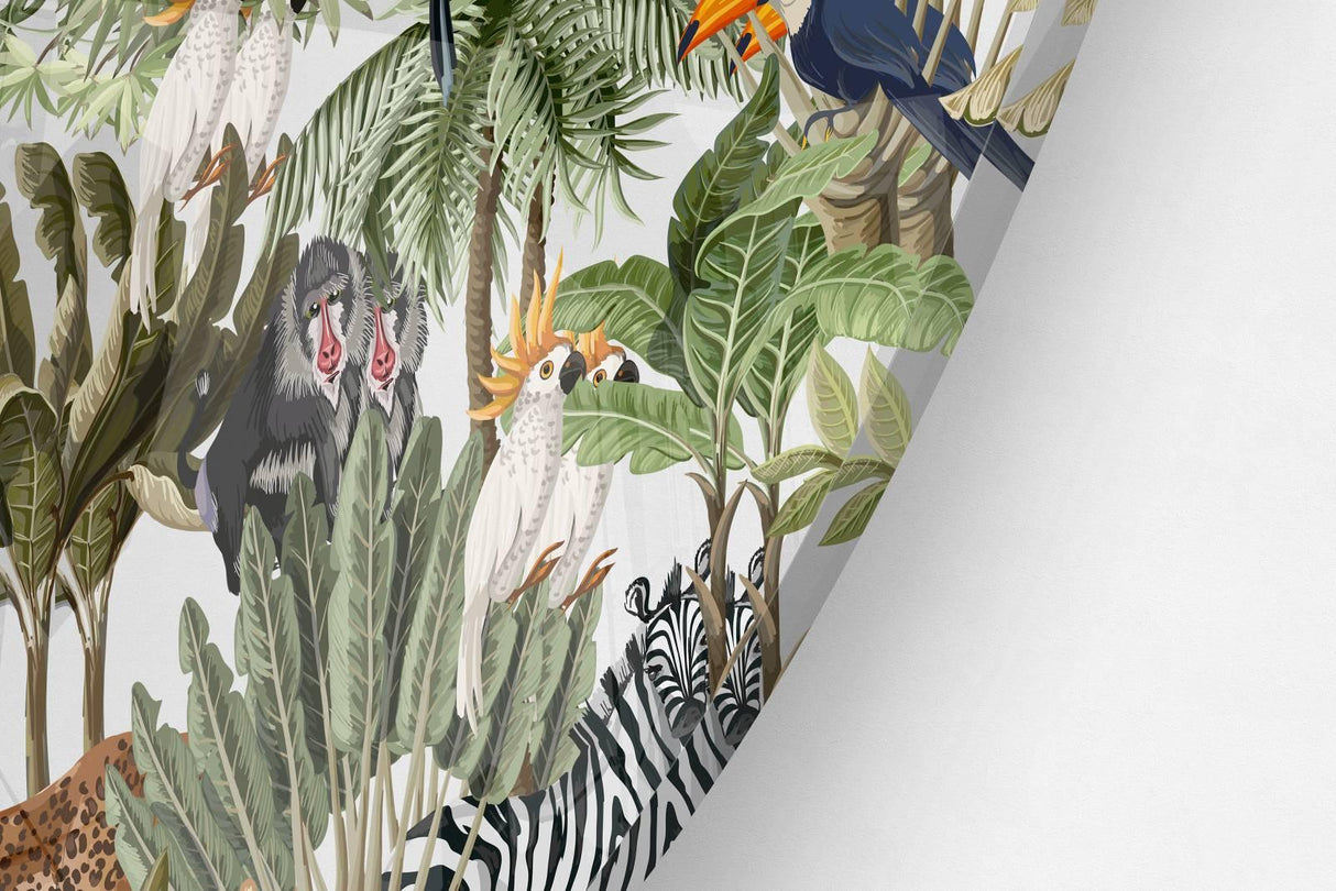Exotic Animals Printed Transparent Acrylic Circle - uniqstiq