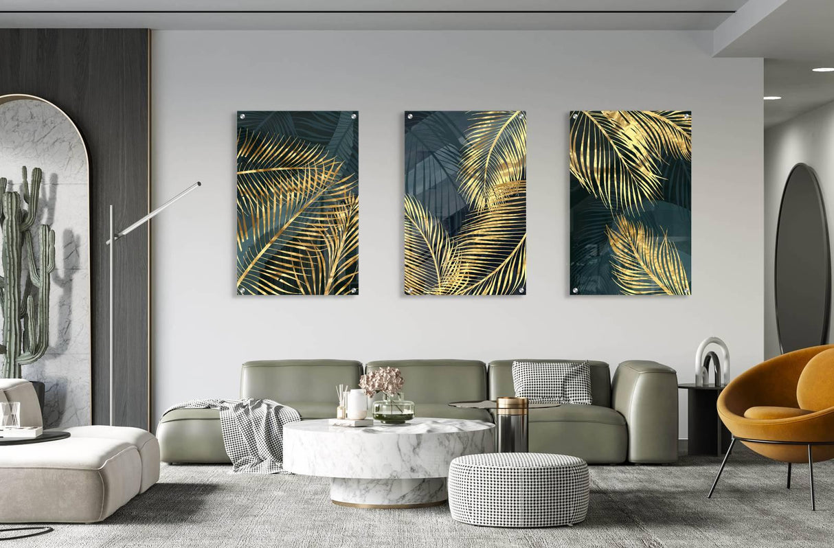 Exotic Leaves Set of 3 Prints Modern Wall Art Modern Artwork Image 2