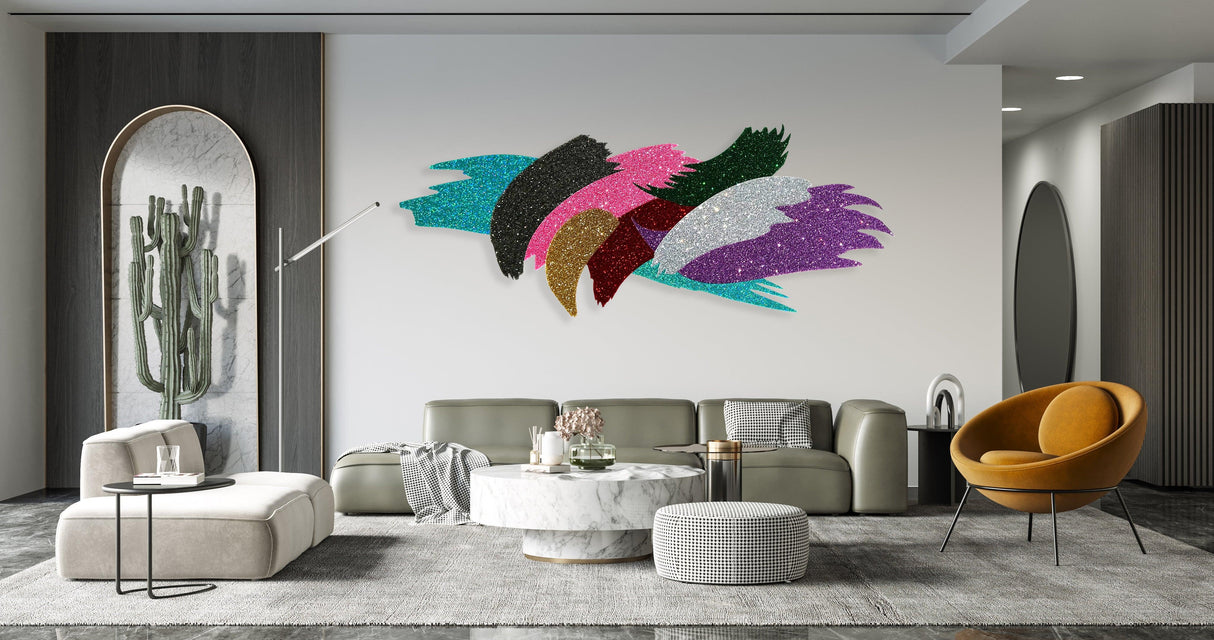 Extra Large Abstract Glitter Art Wall Sculpture Contemporary Art - uniqstiq