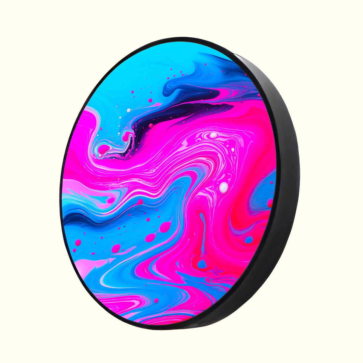 Extra Large Wall Art Illuminated Round Display Artwork Blue and Pink Abstract 3D Wall Decor Contemporary Art Lighted Wall Art Pop Art 2