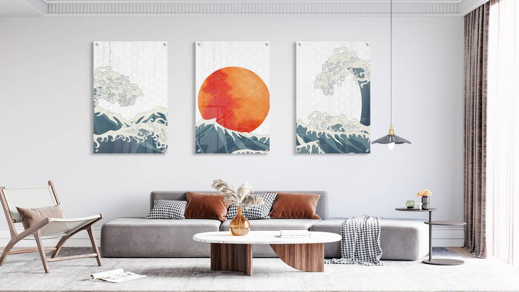 Ocean Pattern Set of 3 Prints Modern Wall Art Modern Artwork Image 2