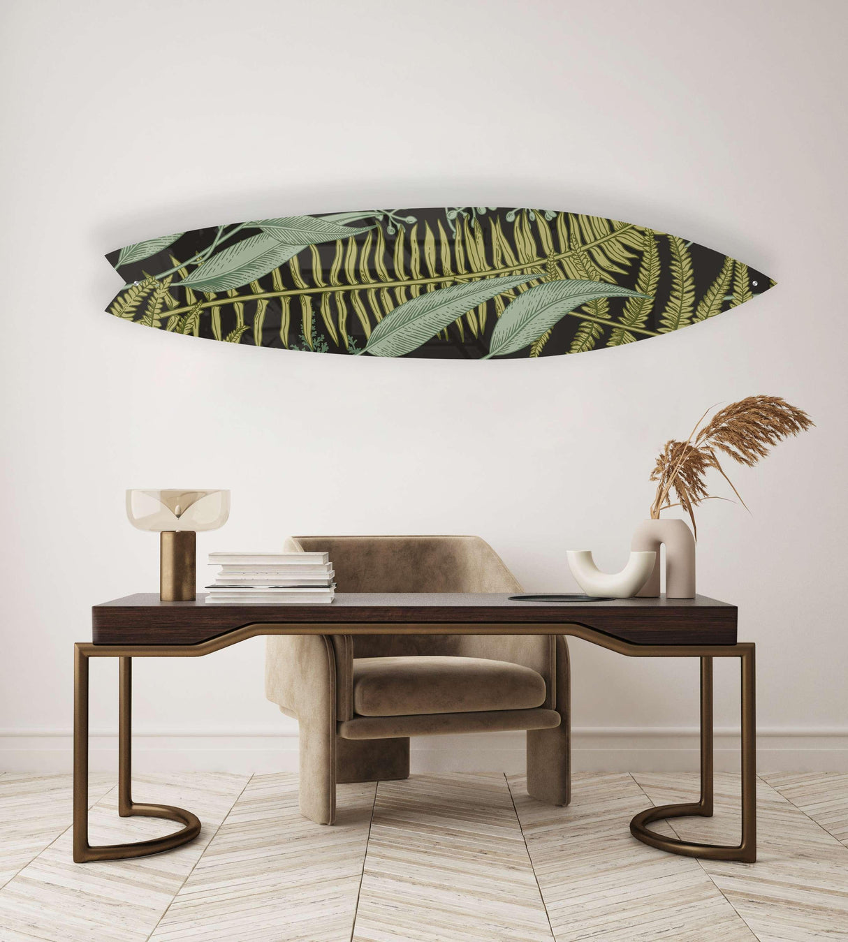 Ferns Botanical Acrylic Surfboard Wall Art - uniqstiq