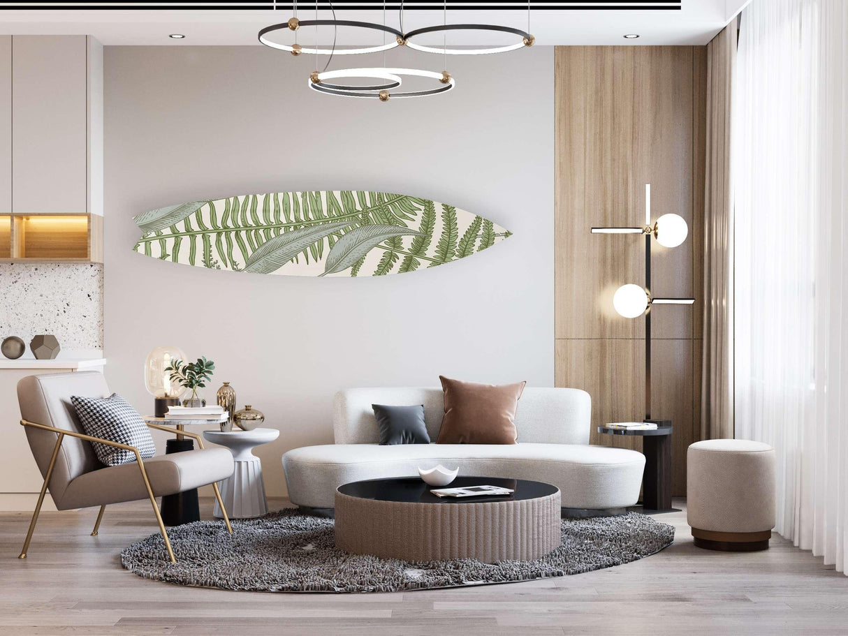 Ferns Botanical Light Acrylic Surfboard Wall Art - uniqstiq