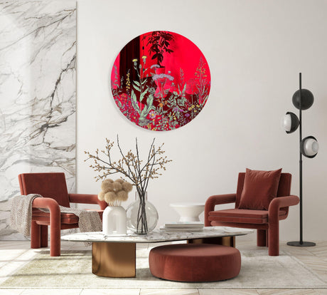 Field of Prairie Flowers Mirrored Acrylic Circles Contemporary Home DǸcor Printed acrylic