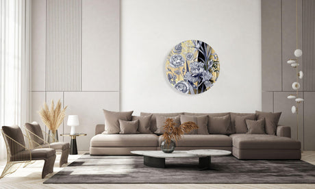 Floral Pattern Flowers Mirrored Acrylic Circles Contemporary Home DǸcor Printed acrylic