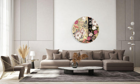 Floral Pattern Mirrored Acrylic Circles Contemporary Home DǸcor Printed acrylic