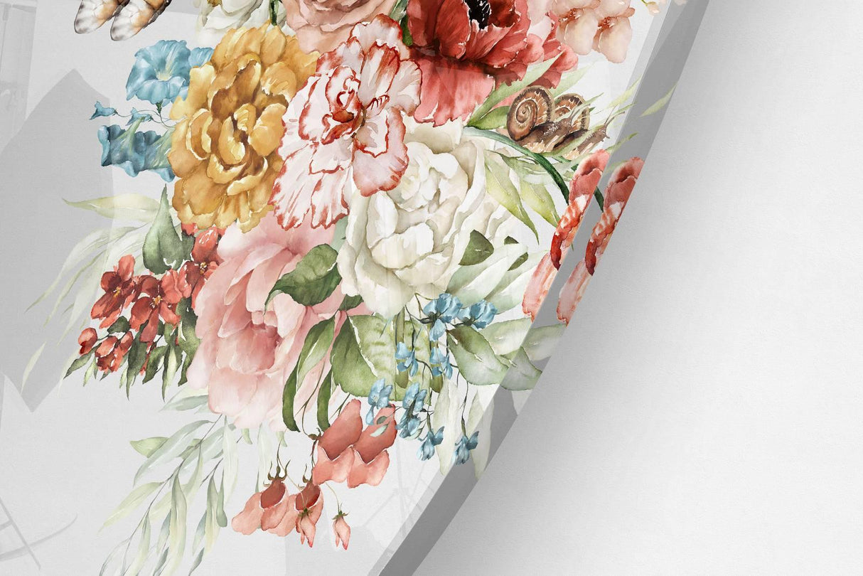 Flowers and Butterflies Printed Transparent Acrylic Circle - uniqstiq