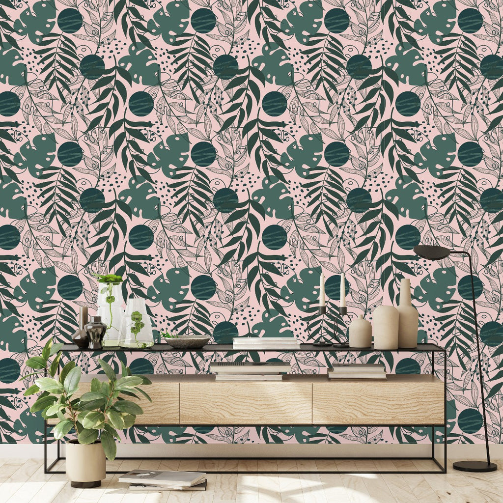 Green Leaves Pattern Wallpaper  uniQstiQ Botanical