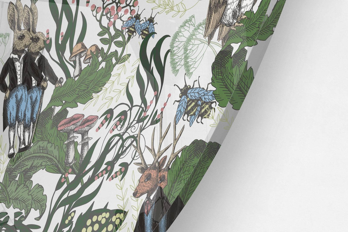 Forest Animals Printed Transparent Acrylic Circle - uniqstiq