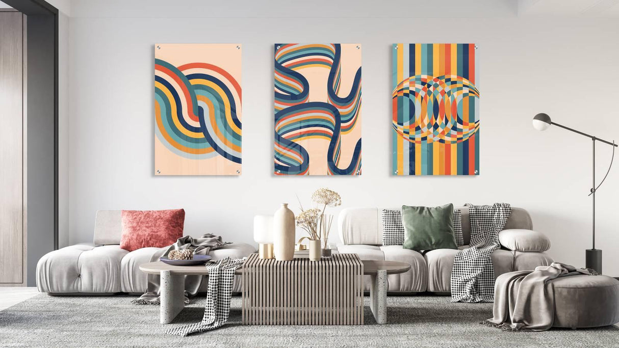 Geometrical Art Set of 3 Prints Modern Wall Art Modern Artwork Image 1