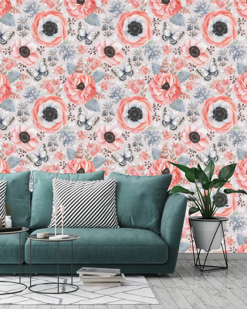 uniQstiQ Floral Giant Poppy Flowers Wallpaper Wallpaper