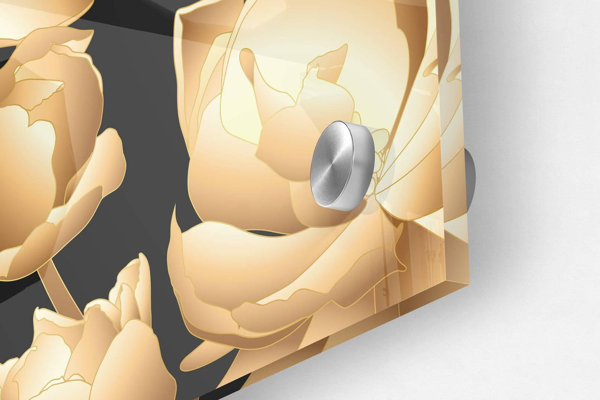 Golden Flowers Set of 3 Prints Modern Wall Art Modern Artwork Image 3