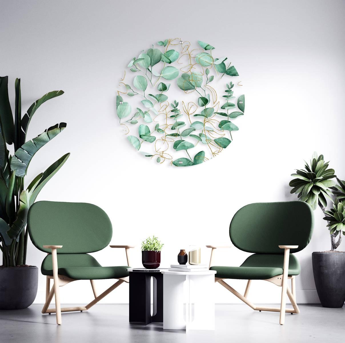 Green Leaves Clear Printed Transparent Acrylic Circle - uniqstiq