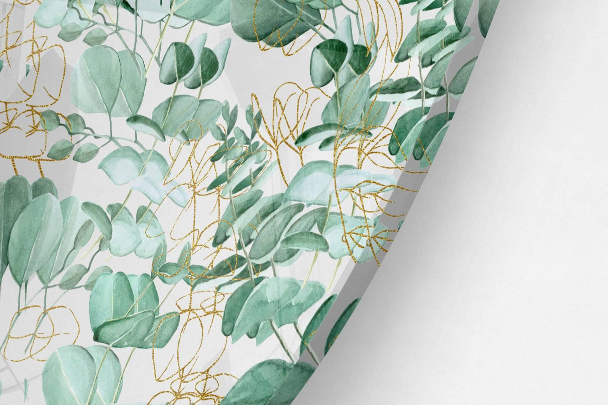 Green Leaves Clear Printed Transparent Acrylic Circle - uniqstiq