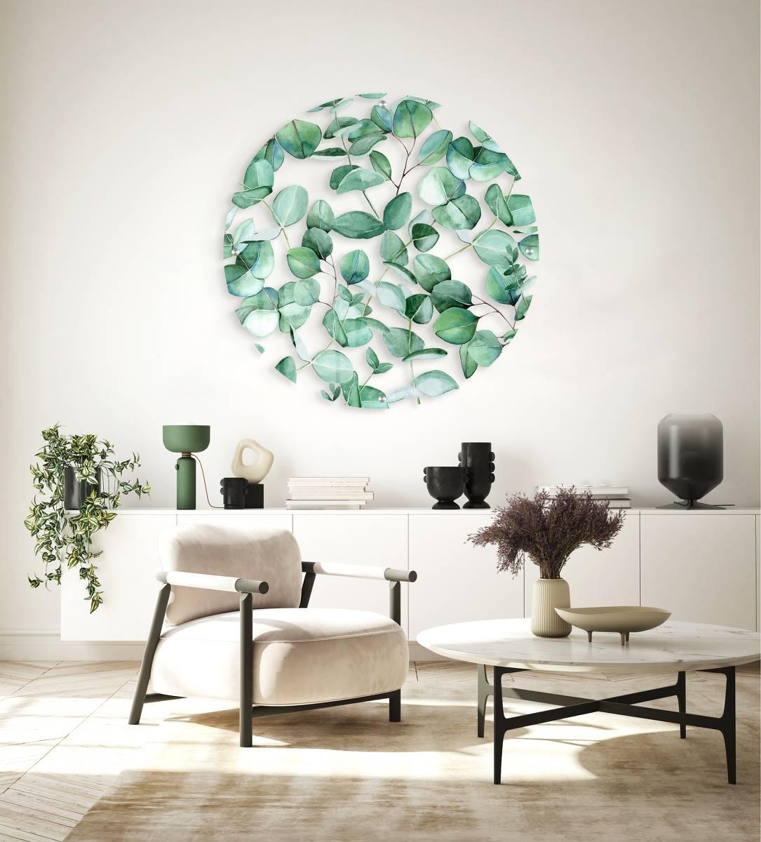Green Plants Printed Transparent Acrylic Circle - uniqstiq