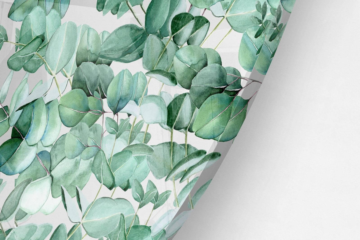 Green Plants Printed Transparent Acrylic Circle - uniqstiq