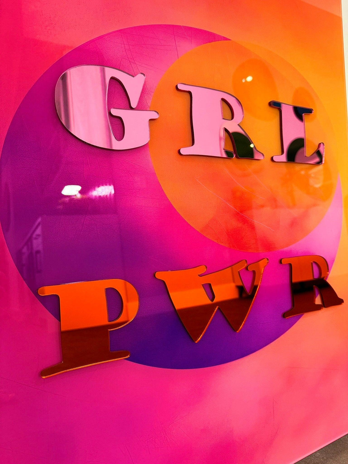 GRL PWR Trendy Wall Decor, Pop Art, Wall Sculpture, Extra Large Art, Girly Wall Art, Pink Wall Art, Maximalist Decor, Living Room Art - uniqstiq