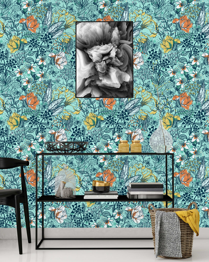 uniQstiQ Botanical Herbs and Flowers Wallpaper Wallpaper