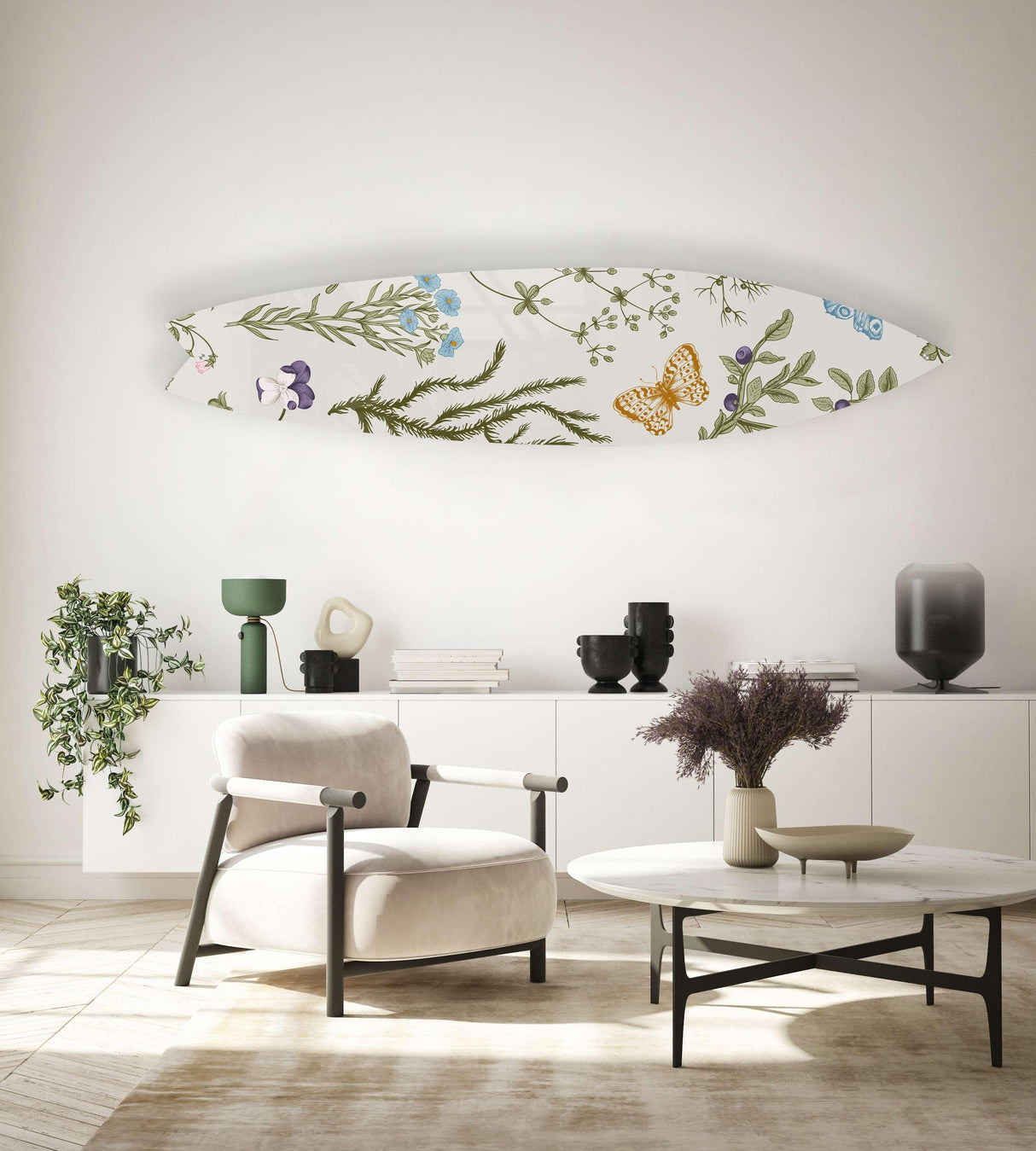Herbs and Wild Flowers Acrylic Surfboard Wall Art - uniqstiq