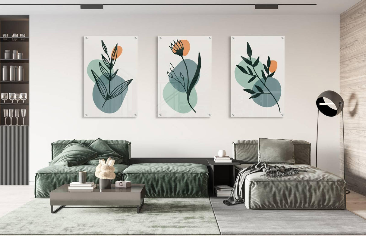 Herbs Pattern Set of 3 Prints Modern Wall Art Modern Artwork Image 2