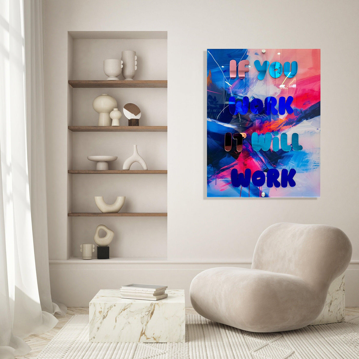 IF You Work It Will Work Motivational Quote Wall Art, Trendy Wall Art, Pop Art, Mid Century Modern Decor - uniqstiq