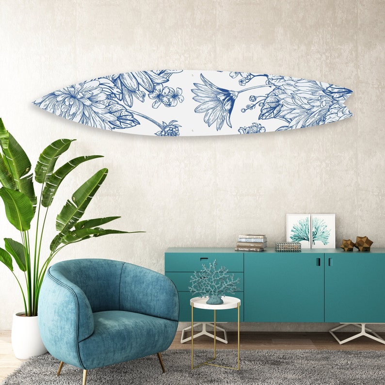 Floral Acrylic Surfboard Wall Art Contemporary Home DǸcor Printed acrylic 