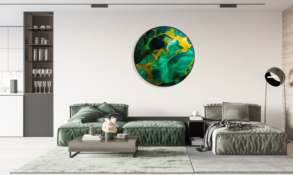 Emerald Green Marble Wall Decor LED Wall Art Home Decor Abstract Wall Decor Mid Century Modern 3D Wall Art Living Room Decor 1
