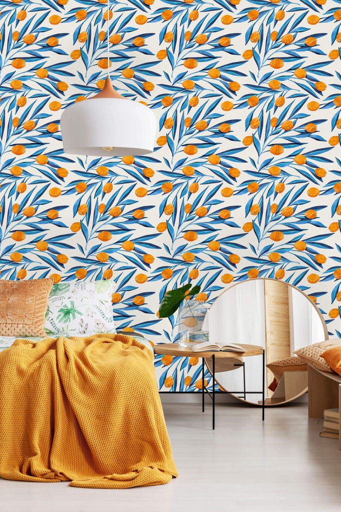 uniQstiQ Botanical Kumquat Pattern Wallpaper Wallpaper