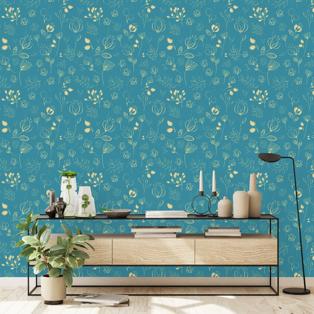 Blue Floral Wallpaper uniQstiQ Floral