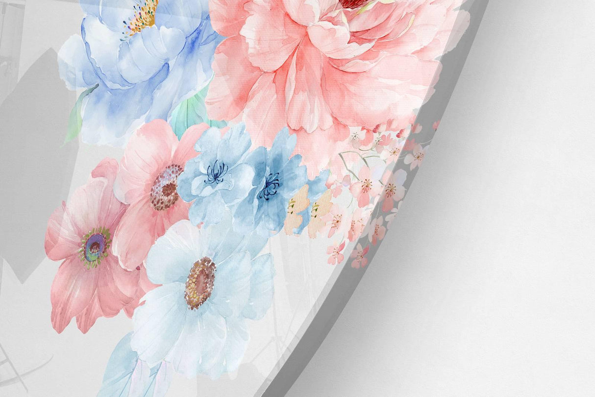 Large Flowers Printed Transparent Acrylic Circle - uniqstiq