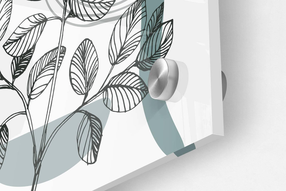 Leaves and Geometric Design Set of 3 Prints Modern Wall Art Modern Artwork Image 3