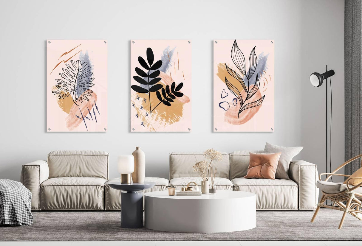 Leaves Pattern Set of 3 Prints Modern Wall Art Modern Artwork Image 2