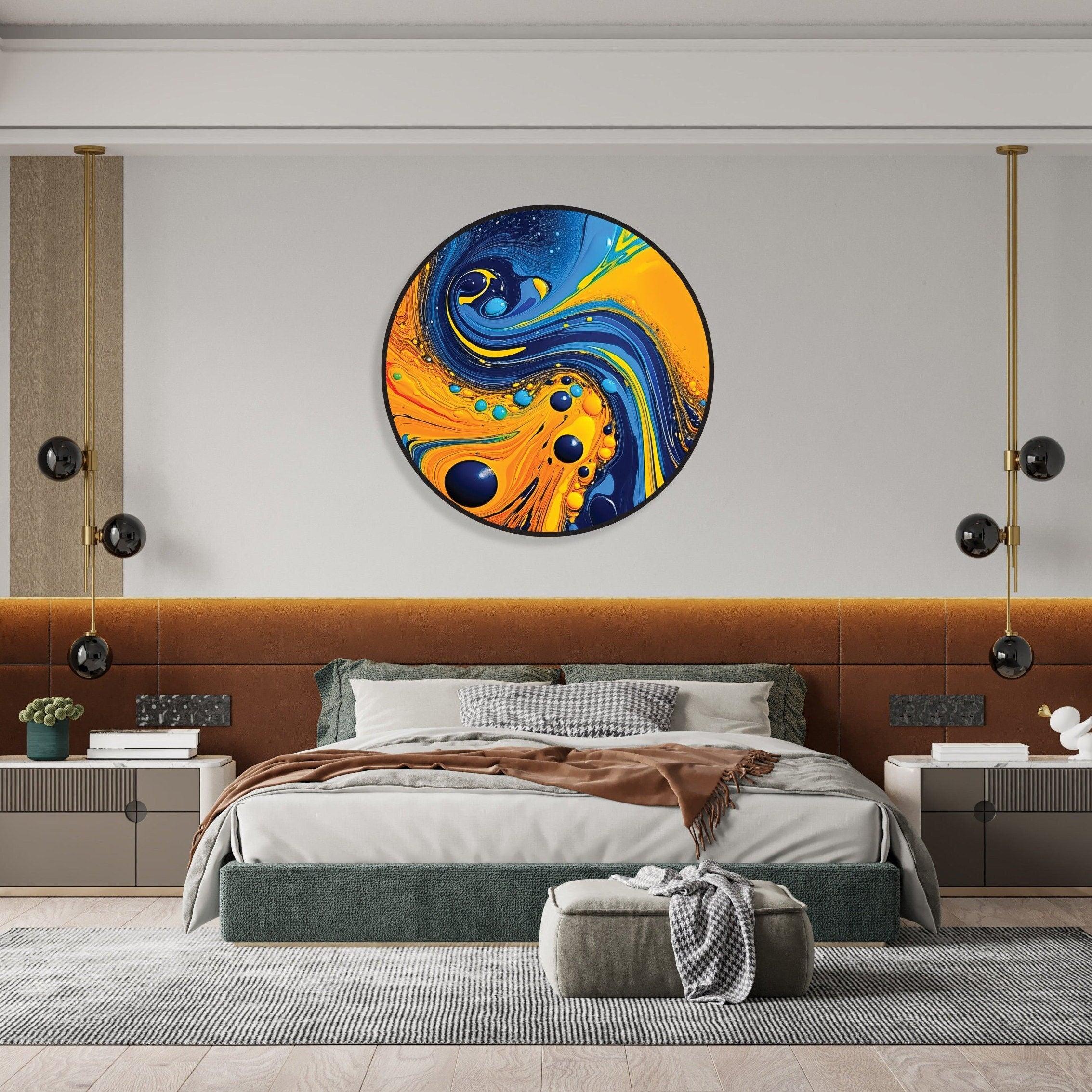 Blue wall art for bedroom discount